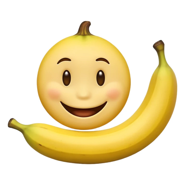 a yellow smiley face sucking a banana sticker