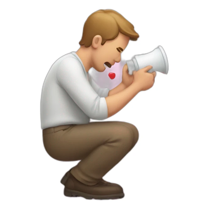 man puking heart symbols sticker