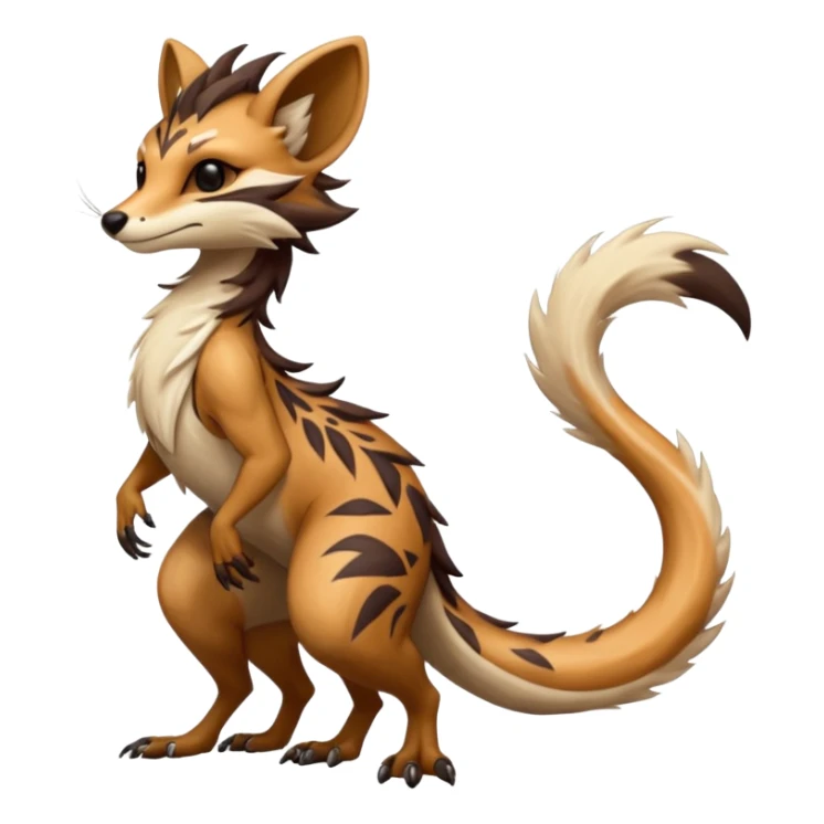 Cool furry anthropomorphic fantasy-Vernid-creature by LiLaiRa with a long tufted tail with edgy markings (full body) sticker