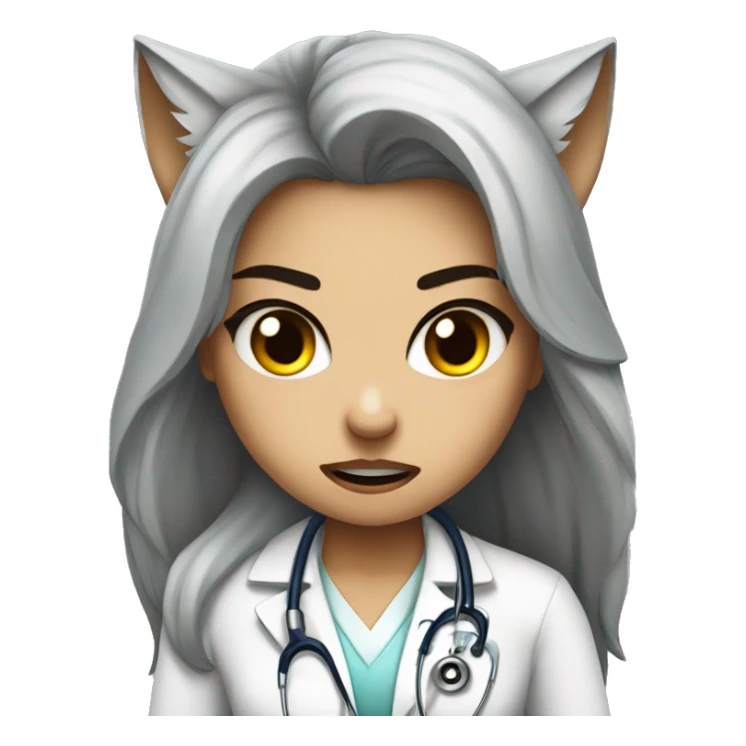 Alpha wolf girl angry protecting a doctor sticker