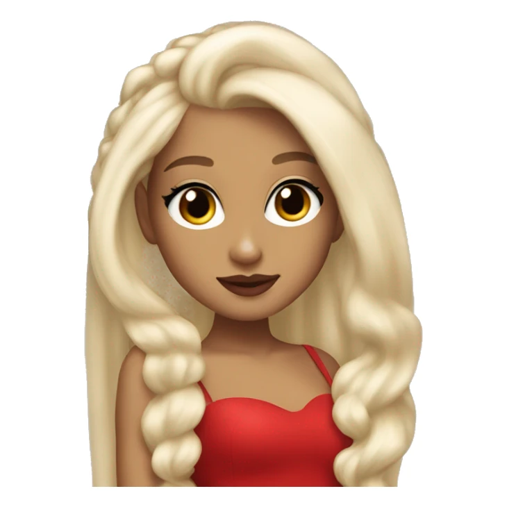 blonde white ariana grande with red dress and red lipstick sticker