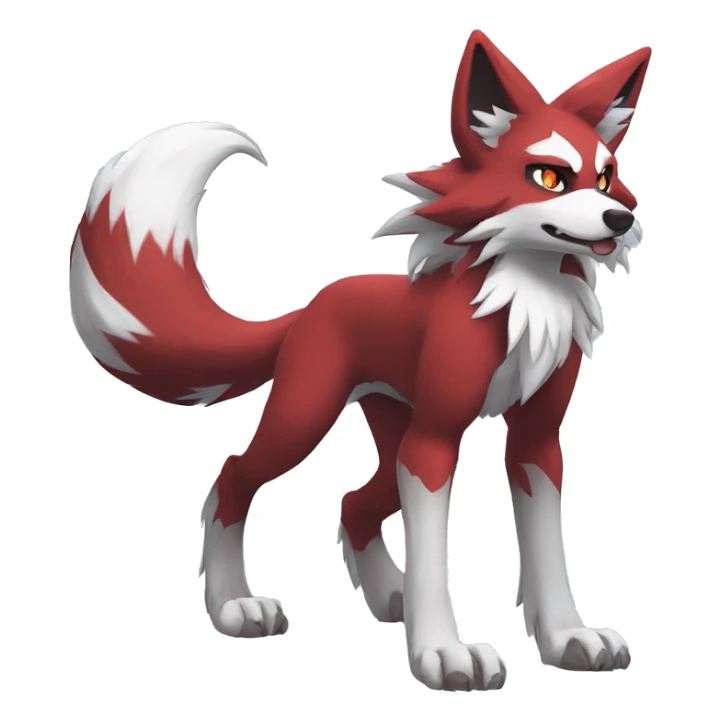 Anthro-Lycanroc-Red-White-Werewolf-Midnight-form Full Body sticker