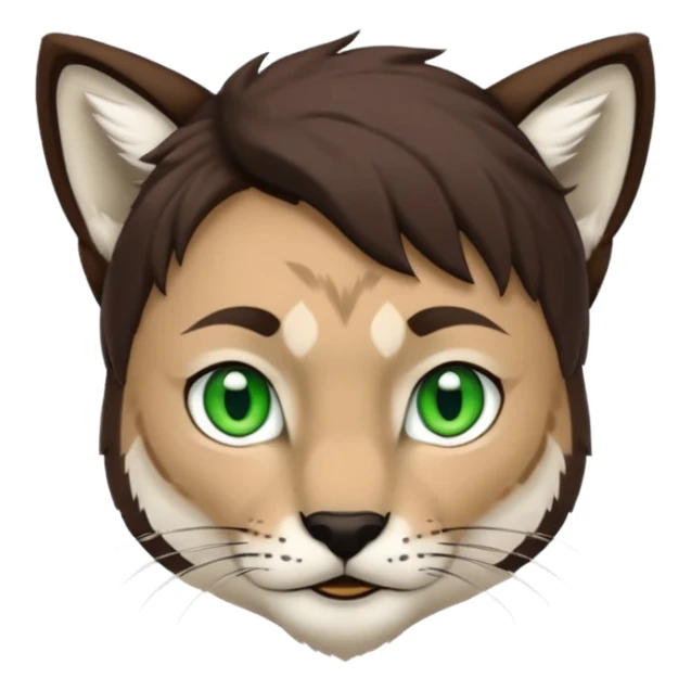 White boy with dark brown hair and white lynx ears sticker