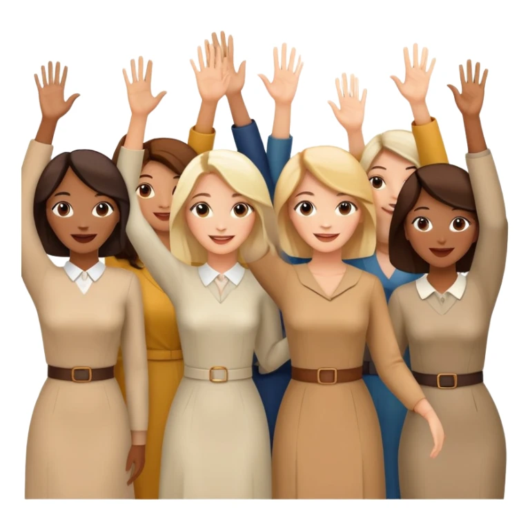 group of happy women, stylishly dressed, raising their hands sticker