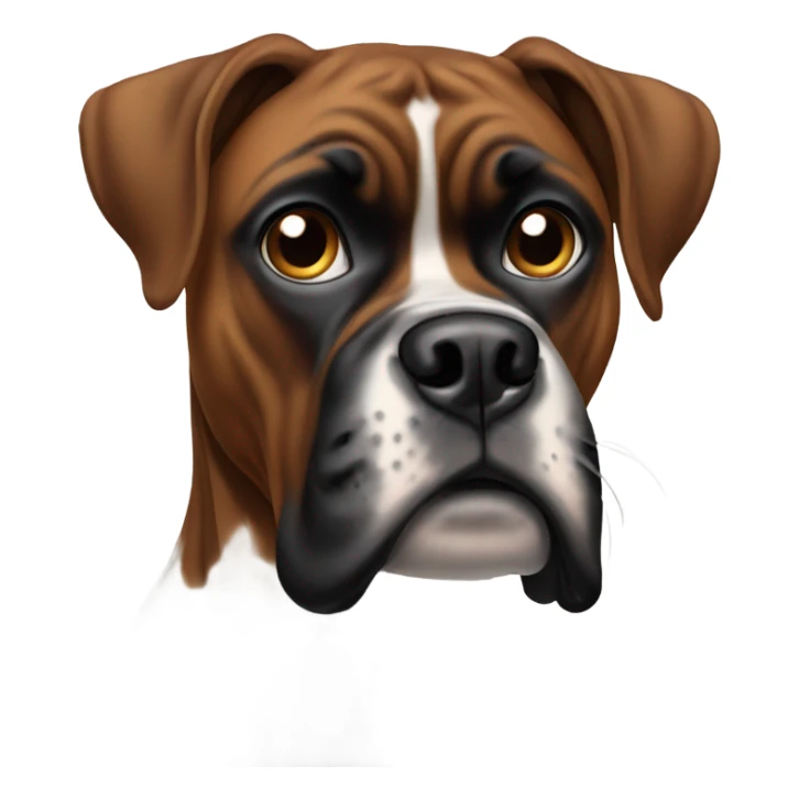 Brown, Black, and White Boxer Dog with big eyes  sticker