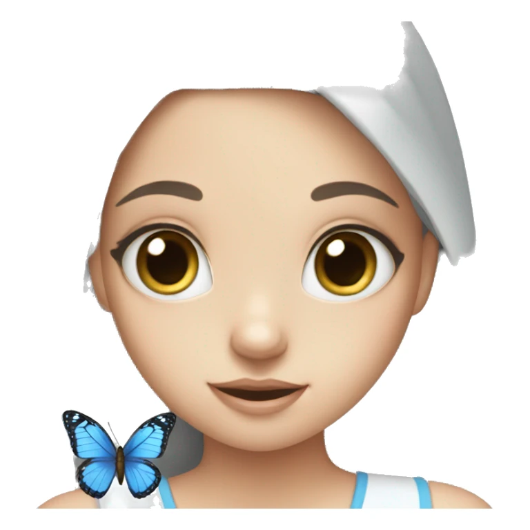 Girl with blue eyes with a butterfly sticker