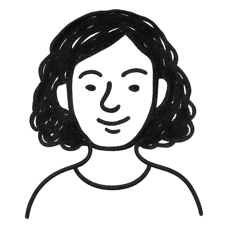 brown woman, hand drawn outline icon style sticker