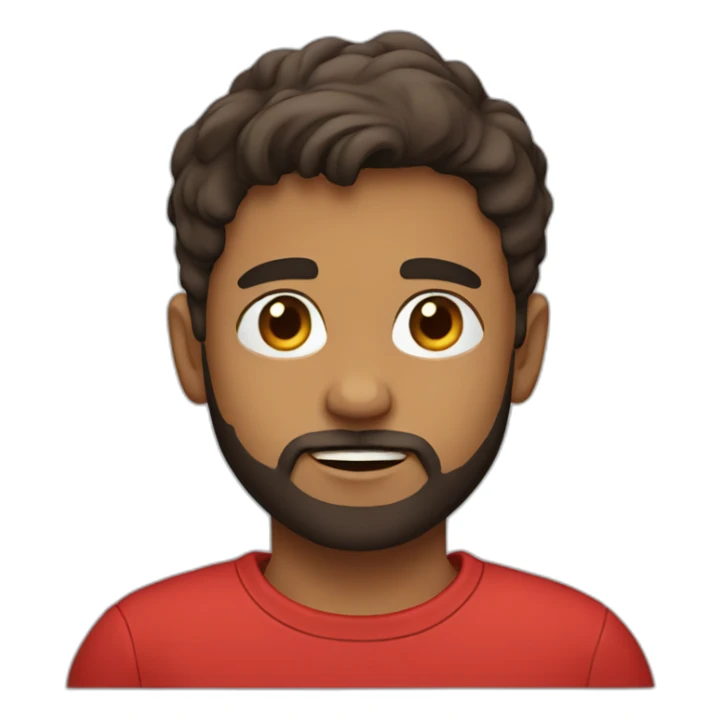 boy with red t-shirt, defined beard and dark brown short hair sticker