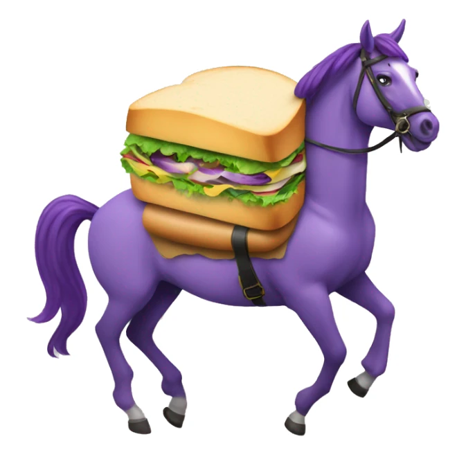 A BIG SANDWICH WITH LOTS OF EGGPLANTS RIDING A HORSE sticker