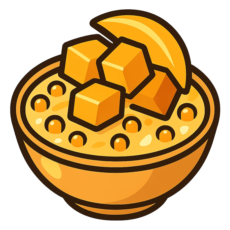 mango sago dessert, stylized, vibrant sticker