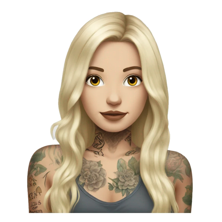 beautiful white girl with tattoos, with long blond hair  sticker