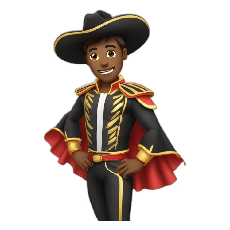 bullfighter greeting the public. with a bullfighter's hat. and with track runner clothes. sticker