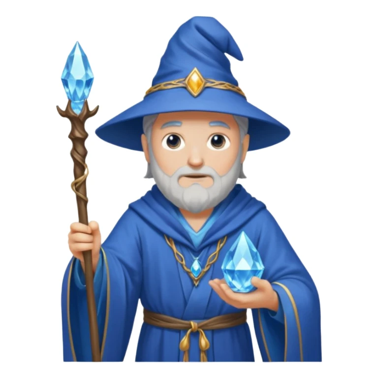 Wizard in blue robe with crystal-topped staff sticker