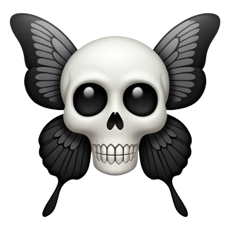 crea un emoji de una mariposa / polilla de la muerte pero que la calavera esté en las alas  sticker