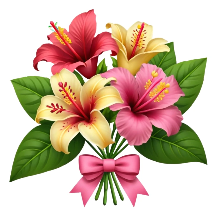bouquet of lilies and hibiscus with bow sticker