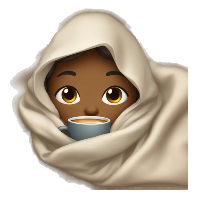 girl inside a blanket sipping coffee eyes closed sticker