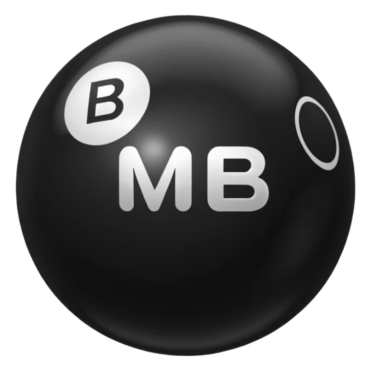 Black pull Ball with MB written on it. Nothing else no holes or anything. sticker