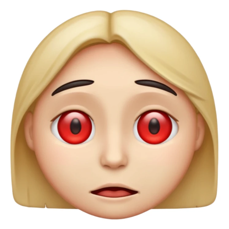 An emoji with red eyes  with tired face! sticker