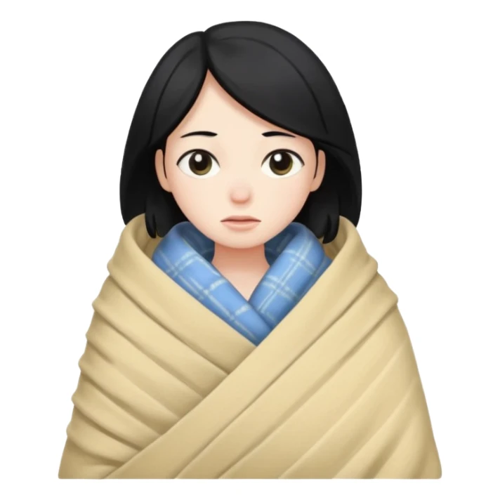 sleeping person With hair black He feels cold sticker