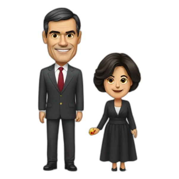 spanish president pedro sanchez with yolanda diaz sticker