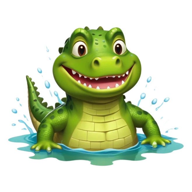 A green Shrek-crocodile hybrid swimming breaststroke in a puddle sticker