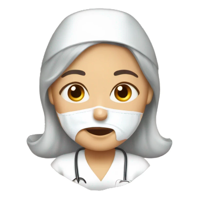 Nurse with white yogurt on her face sticker