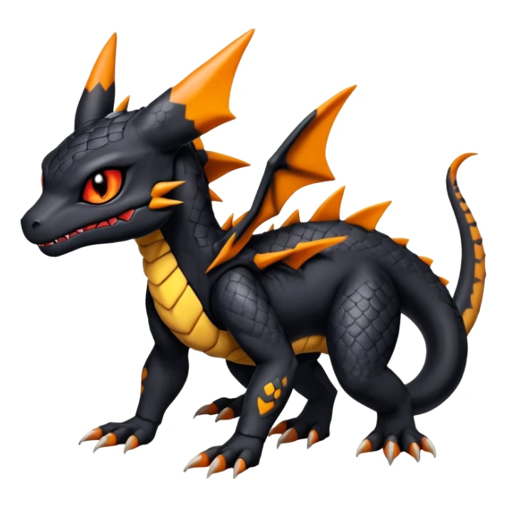 Scaly Cute Badass Gloomy Dark Guilmon-Salandit-Umbreon-Fakémon-hybrid-creature (full body)  sticker