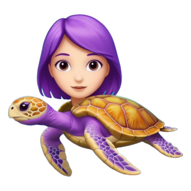 Purple girl Sea turtle in the ocean sticker