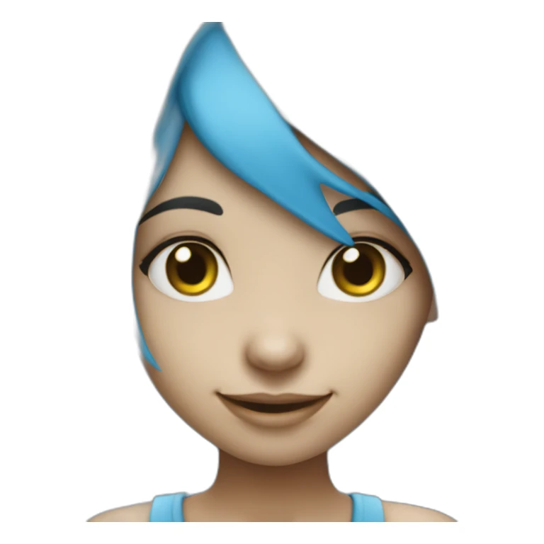 smiling girl with blue skin like smurf sticker