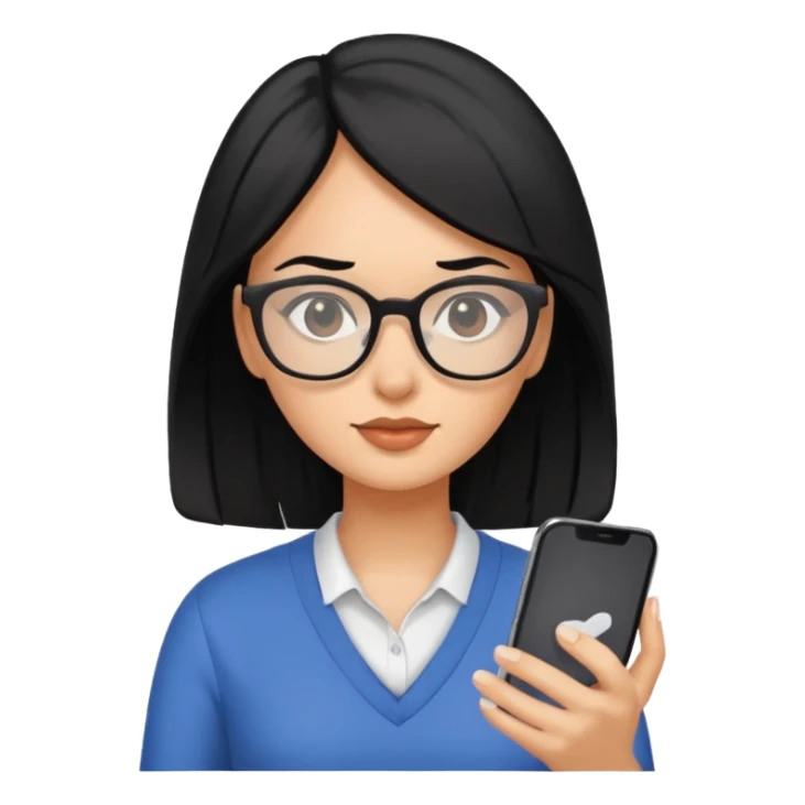 woman UX designer with black hair testing a mobile app sticker