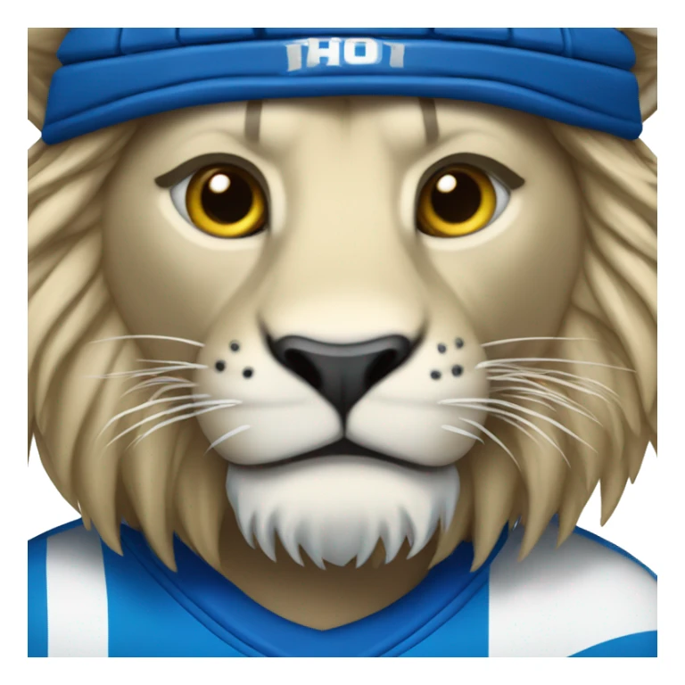 A lion in a hockey uniform in white and blue sticker