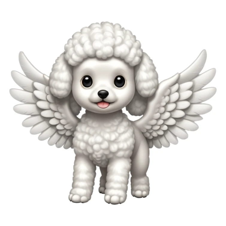 Perro french poodle mini blanco con Alas sticker