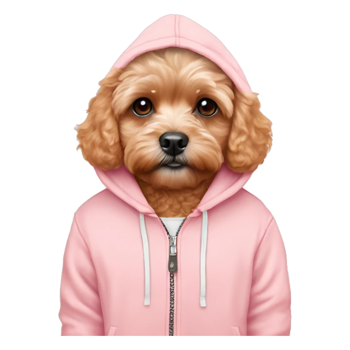 Red Maltipoo in pastel pink hoodie  sticker
