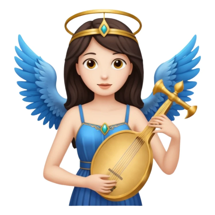 Muse of inspiration with wings and a lyre in her hand sticker