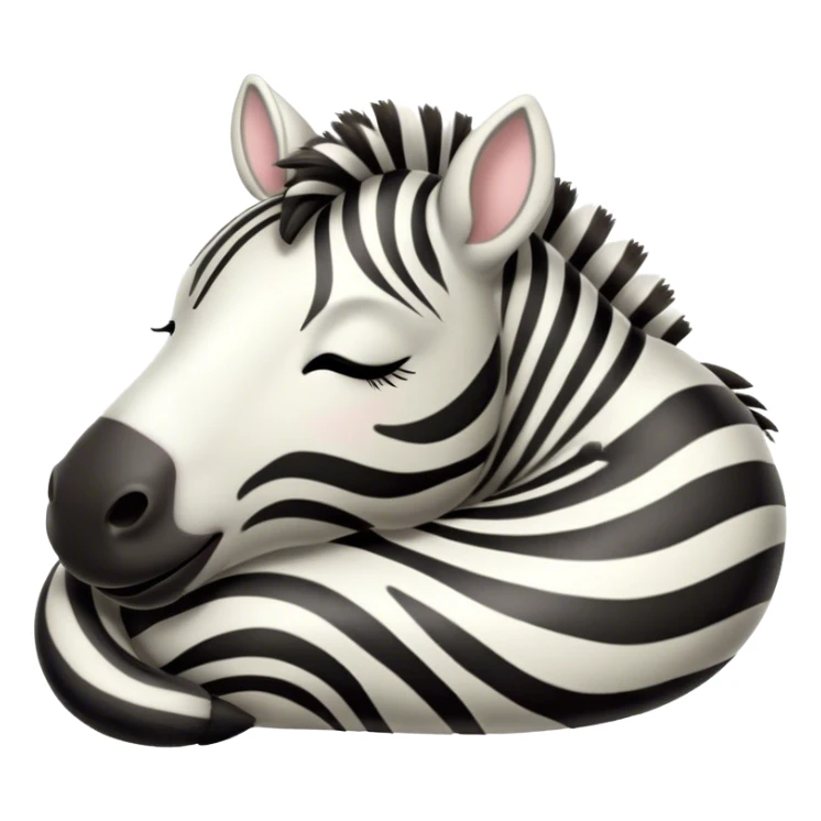 Meme-Worthy Cute Sleeping Zebra Portrait Emoji, Head resting peacefully with a contented smile, showcasing a lean, graceful build and a luxuriously soft striped Fur, eyes shut in a serene, restful nap, Simplified yet hilariously adorable features, highly detailed, glowing with a soft, drowsy light, high shine, relaxed and utterly lovable, stylized with an air of playful laziness, bright and heartwarming, soft glowing outline, capturing the essence of a comically sleepy zebra, so meme-worthy it feels like it could instantly become the next viral sensation of adorable slumber! sticker