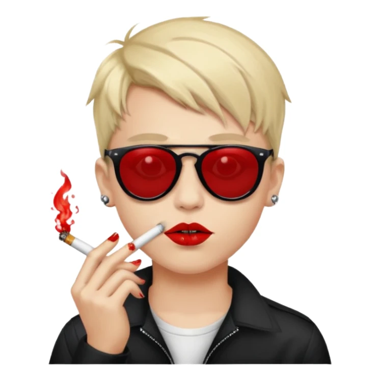 boy with piercing sunglasses blood smoking cigarette black lips sticker