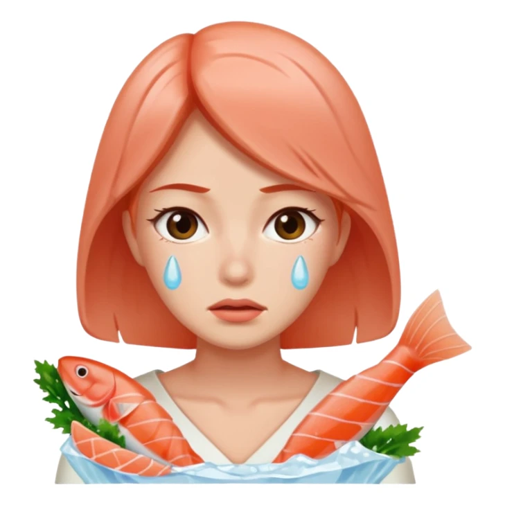 woman sweating salmon sashimi tears sticker