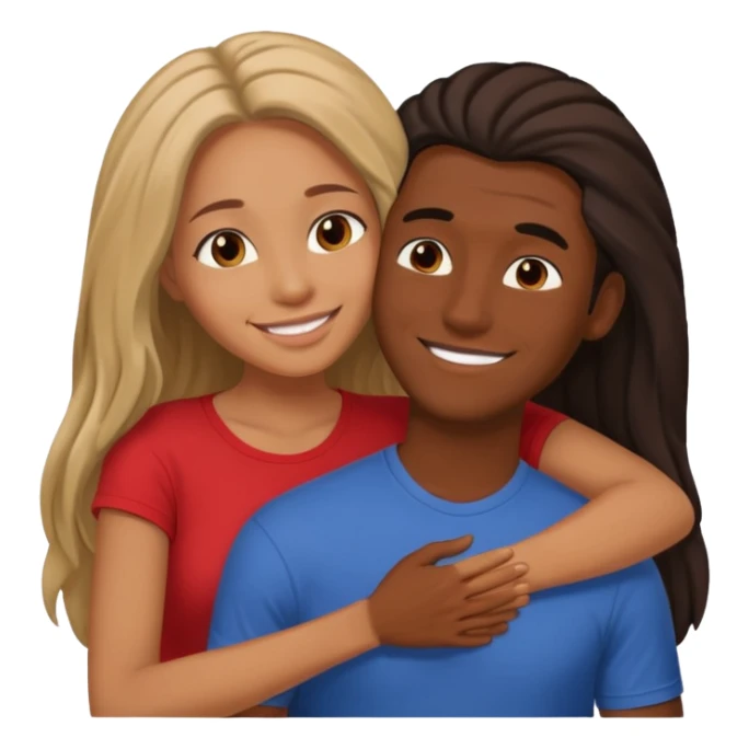 dark skin girlfriend hugs mixed boyfriend with long hair  sticker