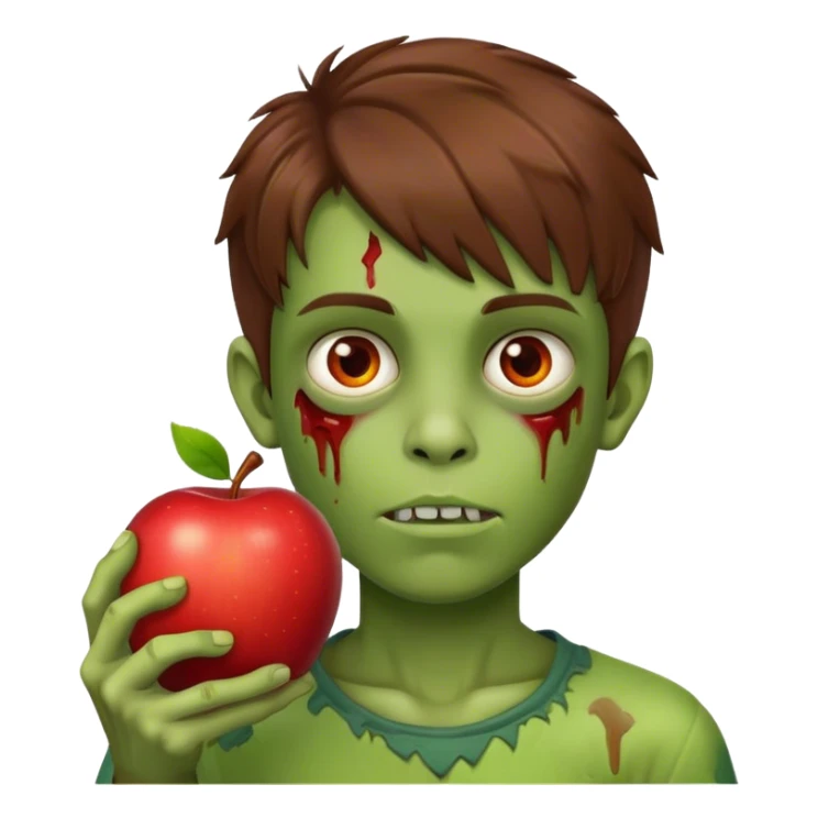 boy zombie apple emoji brown hair brown eyes sticker