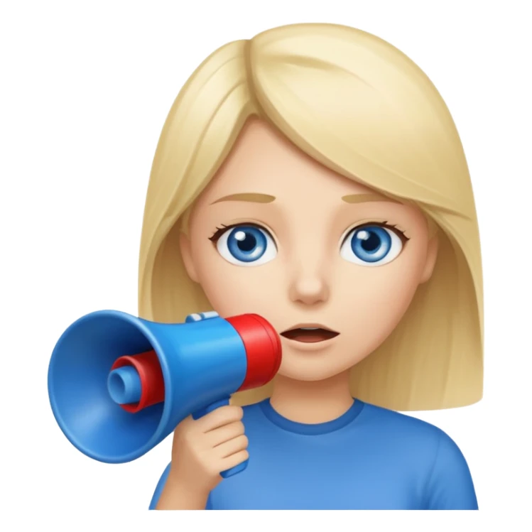 blue eyes blonde girl with megaphone saying timeout sticker