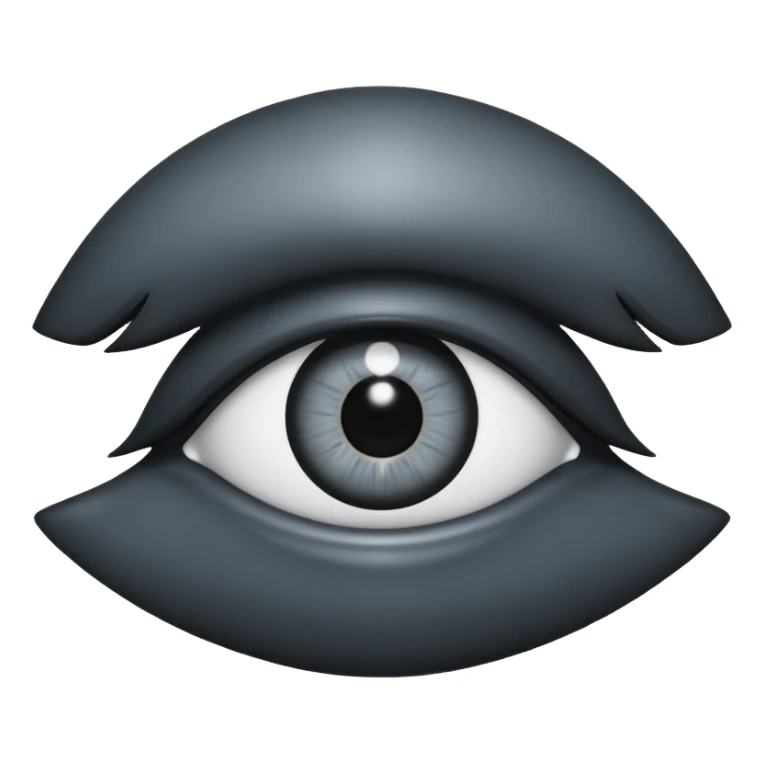 Minimal emoji, gothic futuristic eye, cold grey sclera, the pupil is fully replaced by a solid black number 8 eight, occult cyber aesthetic, sharp clean lines, flat emoji design, centered, transparent background sticker