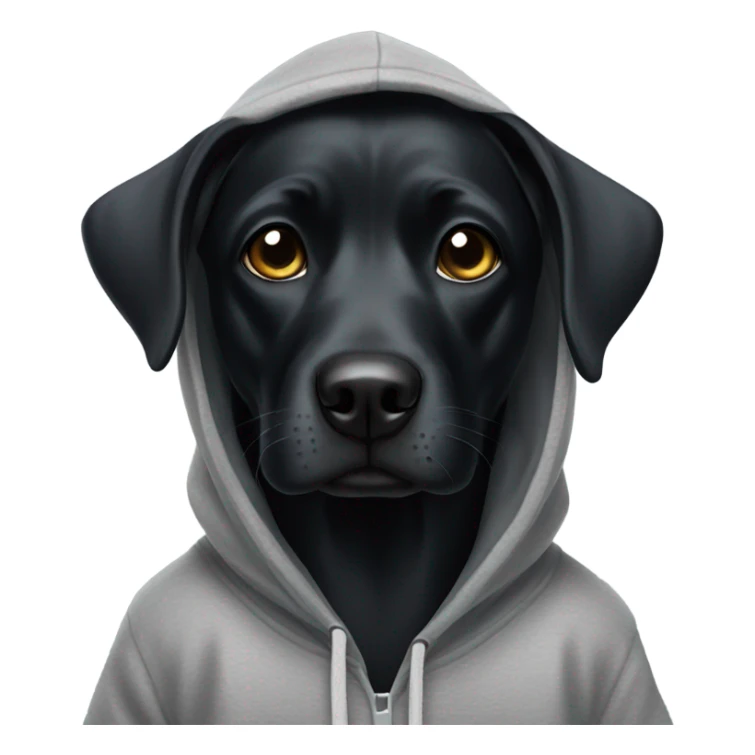 Black Dog wearing a hoodie sticker