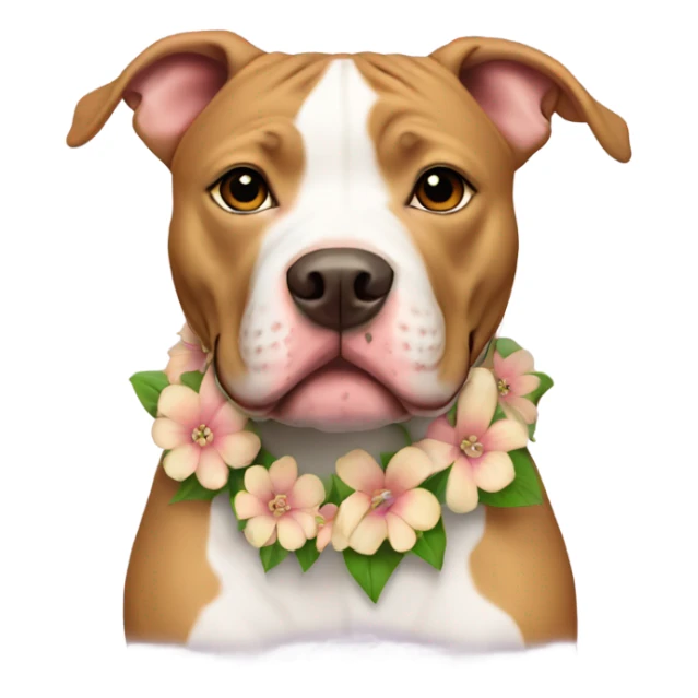 Tan pit bull with flower collar sticker