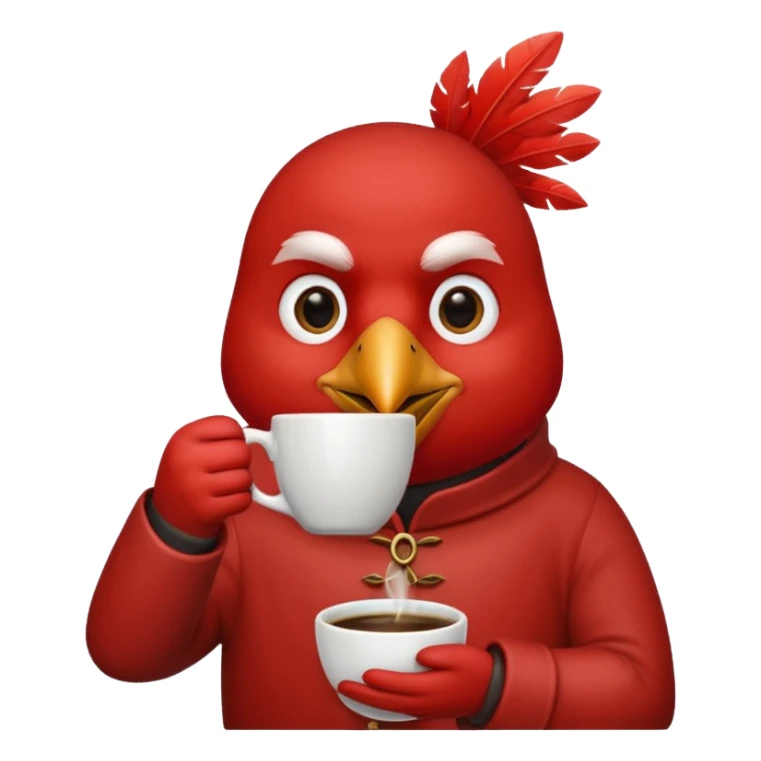 cardinal a cup of coffee sticker