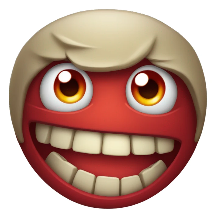 a spooky smile and some red stuff on the teeth and the eyes red. sticker