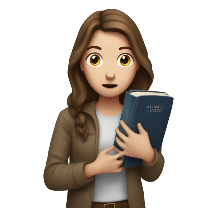 White Girl with brown hair Looking scared, with a bible in hand  sticker