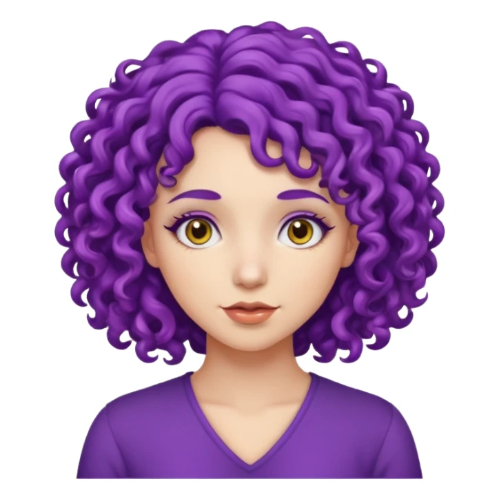 woman with purple curly hair sticker