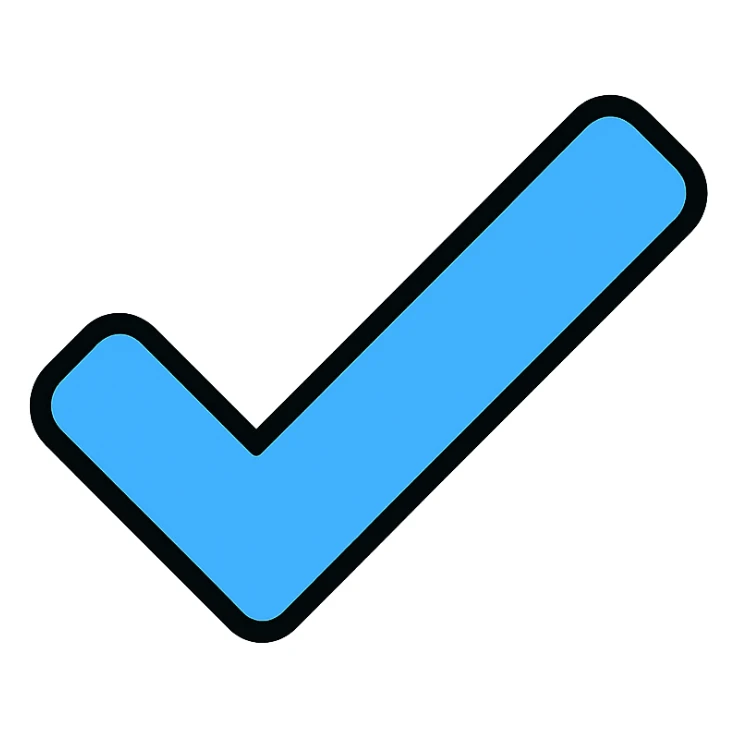 blue tick icon, outlined, color outline style sticker