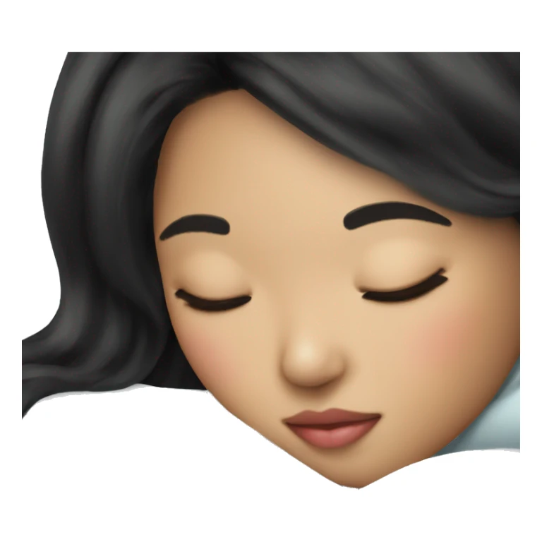 Coquette asian black hair girl sleeping  sticker