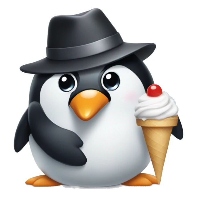 Penguin with a hat and a ice crean sticker